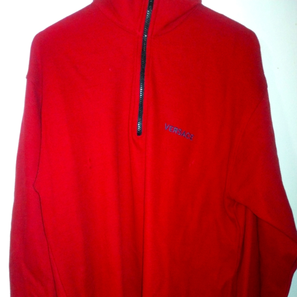 Men's Red Versace Jeans Couture half zip